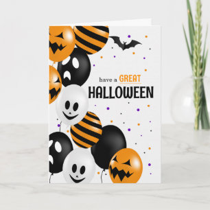 Halloween ballonnen en polka stippen voor kinderen kaart