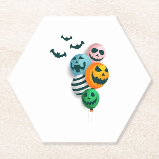Halloween-ballonnen Kartonnen Onderzetters (Voorkant)