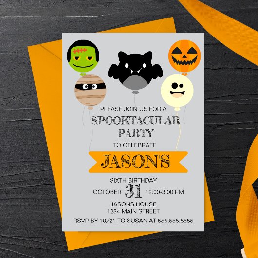 Halloween Ballonnen Speelse Verjaardagsfeest Kaart