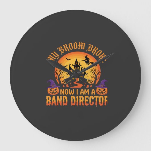 Halloween Band Dirigent Heks Bezem Spookhuis Grote Klok (Voorkant)