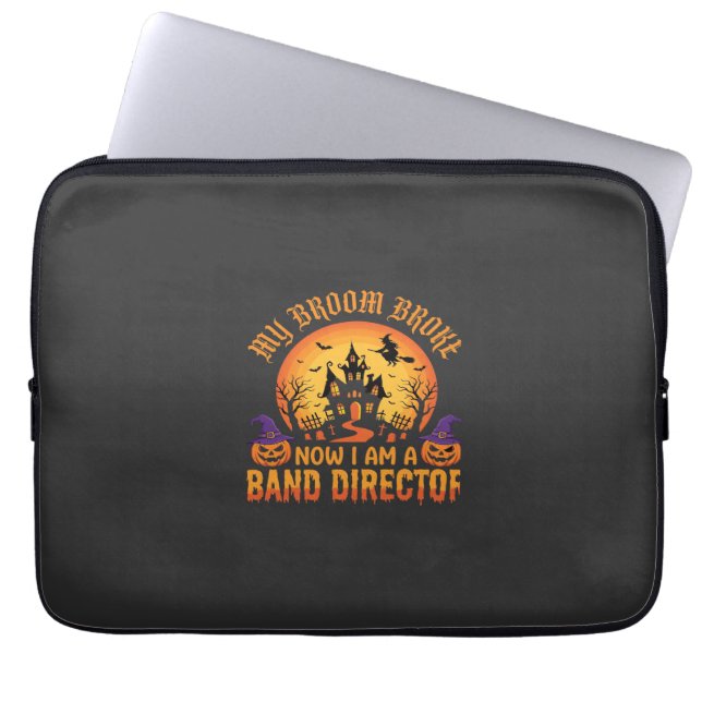 Halloween Band Dirigent Heks Bezem Spookhuis  Laptop Sleeve (Voorkant)
