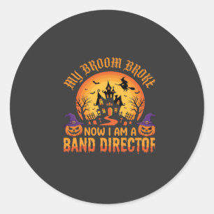 Halloween Band Dirigent Heks Bezem Spookhuis Ronde Sticker