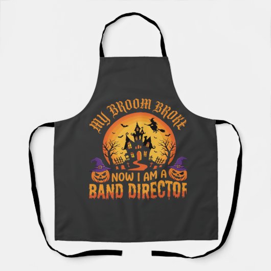 Halloween Band Dirigent Heks Bezem Spookhuis Schort (Voorkant)