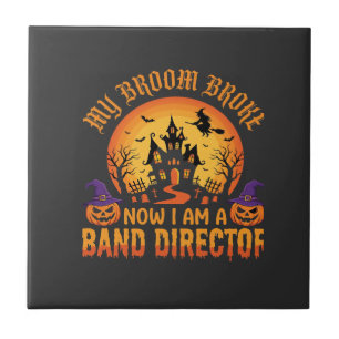 Halloween Band Dirigent Heks Bezem Spookhuis Tegeltje