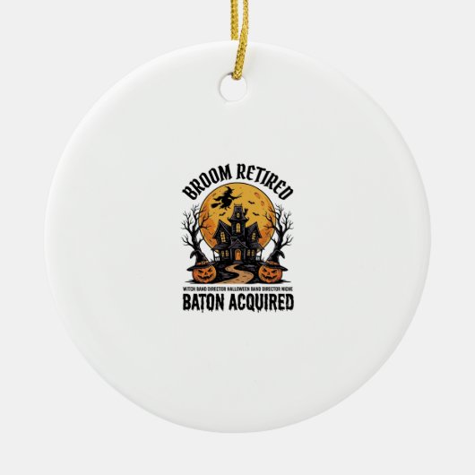 Halloween Band Dirigent Heks Geest Huis Ontwerp Keramisch Ornament (Voorkant)