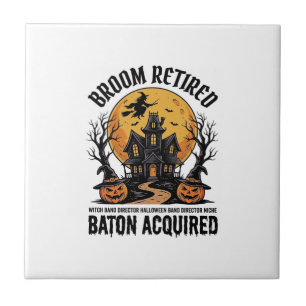 Halloween Band Dirigent Heks Spookhuis Ontwerp Tegeltje
