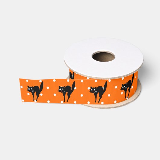 Halloween Bangige Kat Grosgrain Lint (Spoel)