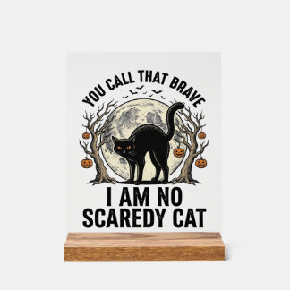 Halloween Bangige Kat Vintage Gravure Shirt Desi Acryl Bord