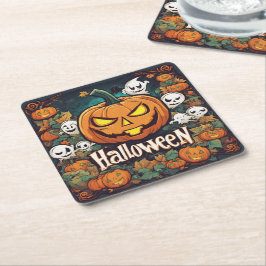 Halloween-Banner mit Kürbissen und Geistern -  Kartonnen Onderzetters