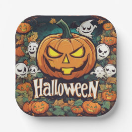 Halloween-Banner mit Kürbissen und Geistern -  Papieren Bordje