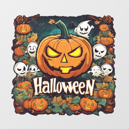 Halloween-Banner mit Kürbissen und Geistern -  Raamsticker