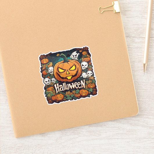 Halloween-Banner mit Kürbissen und Geistern -  Sticker (Notitieboek)
