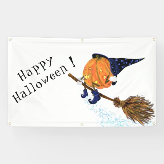Halloween Banner Witch Pumpkin-vliegkamer (Horizontaal)