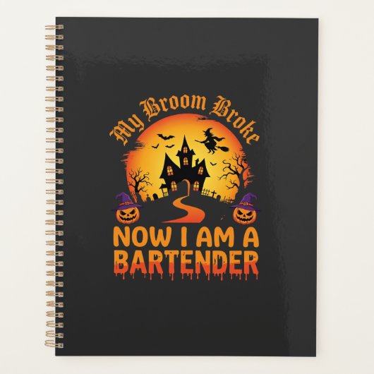 Halloween Barman Gehaunted Huis Heks Pompoen Ontwe Planner (Voorkant)