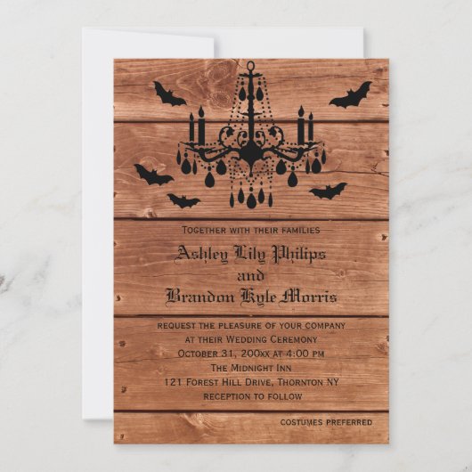 Halloween Barn Chandelier Huwelijksuitnodiging Kaart (Voorkant)