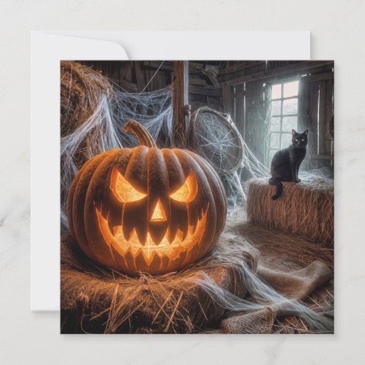 Halloween Barn Party Kaart (Voorkant)