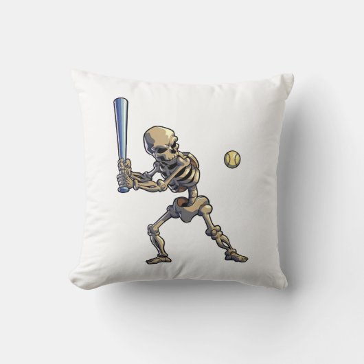 Halloween Baseball Skelet Kussen (Voorkant)