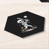 Halloween Baseball Skeleton Hitting Kartonnen Onderzetters (Schuin)