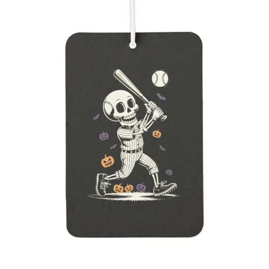 Halloween Baseball Skeleton Hitting Luchtverfrisser (Voorkant)