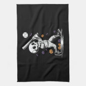 Halloween Baseball Skeleton Hitting Theedoek (Verticaal)