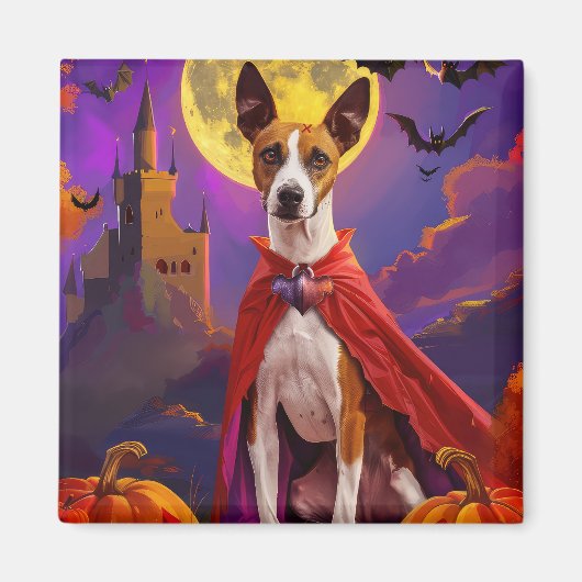 Halloween Basenji Dog Pumpkins eng Magneet (Voorkant)