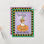 Halloween Basenji Kaart (Voorkant / Achterkant in situ)