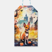 Halloween Basenji met pomkins Scary Cadeaulabel (Voorkant)