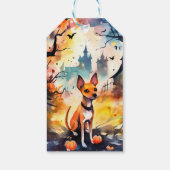 Halloween Basenji met pomkins Scary Cadeaulabel (Achterkant)
