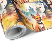 Halloween Basenji met pomkins Scary Cadeaupapier (Rol Hoek)
