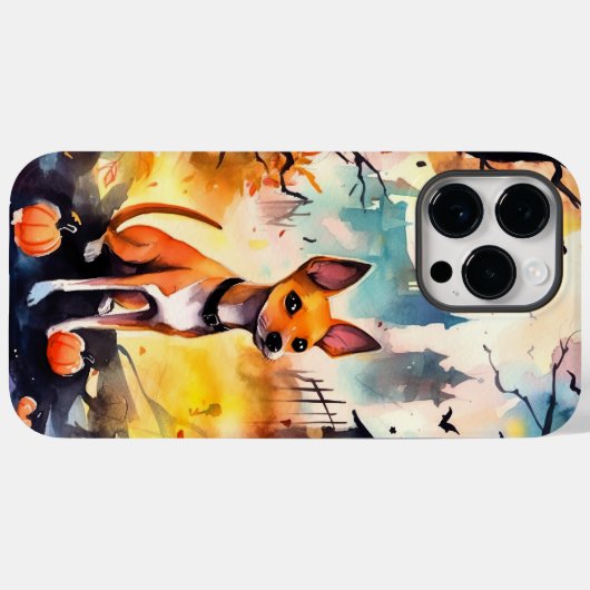 Halloween Basenji met pomkins Scary Case-Mate iPhone Case (Achterkant (horizontaal))