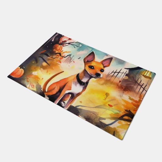 Halloween Basenji met pomkins Scary Deurmat (Schuin)