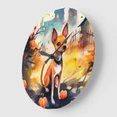Halloween Basenji met pomkins Scary Grote Klok (Hoek)
