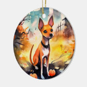 Halloween Basenji met pomkins Scary Keramisch Ornament (Links)