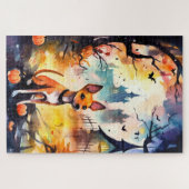 Halloween Basenji met pomkins Scary Legpuzzel (Horizontaal)