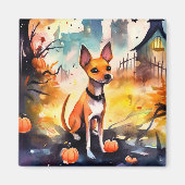 Halloween Basenji met pomkins Scary Magneet (Voorkant)