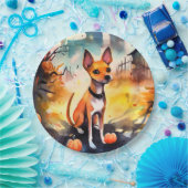 Halloween Basenji met pomkins Scary Papieren Bordje (Feest)