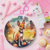 Halloween Basenji met pomkins Scary Papieren Bordje (Feest)