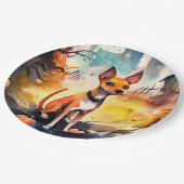 Halloween Basenji met pomkins Scary Papieren Bordje (Gekanteld)