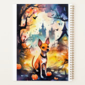 Halloween Basenji met pomkins Scary Planner (Achterkant)