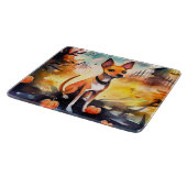 Halloween Basenji met pomkins Scary Snijplank (Hoek)