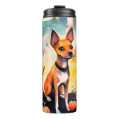 Halloween Basenji met pomkins Scary Thermosbeker (Voorkant)