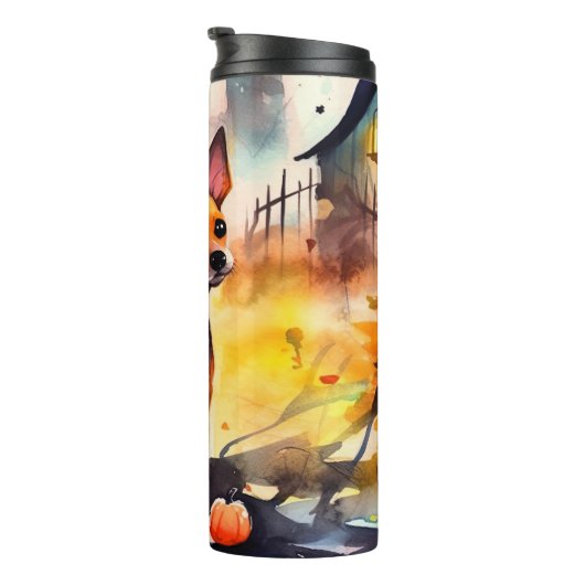Halloween Basenji met pomkins Scary Thermosbeker (Geroteerd rechts)