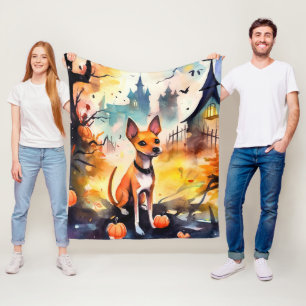 Halloween Basenji met pompoenen eng Fleece Deken