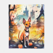 Halloween Basenji met pompoenen eng  Fleece Deken (Voorkant)