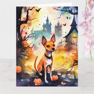 Halloween Basenji Met Pompoenen Eng  Kaart