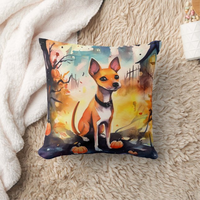 Halloween Basenji Met Pompoenen Eng Kussen (Deken)