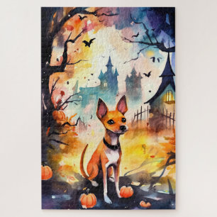 Halloween Basenji met Pompoenen Eng Legpuzzel