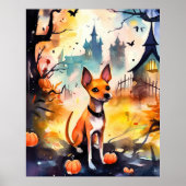 Halloween Basenji Met Pompoenen Eng  Poster (Voorkant)