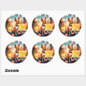 Halloween Basenji met pompoenen eng Ronde Sticker (Vel)