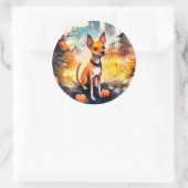 Halloween Basenji met pompoenen eng Ronde Sticker (Tas)
